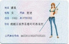 娜美的身份证