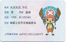 乔巴的身份证